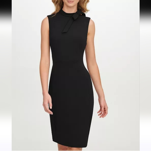 Calvin Klein Dresses & Skirts - Calvin Klein Size 14 Bow-Neck Sheath Dress Black Classy Event D-1659